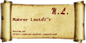 Mahrer Lestár névjegykártya